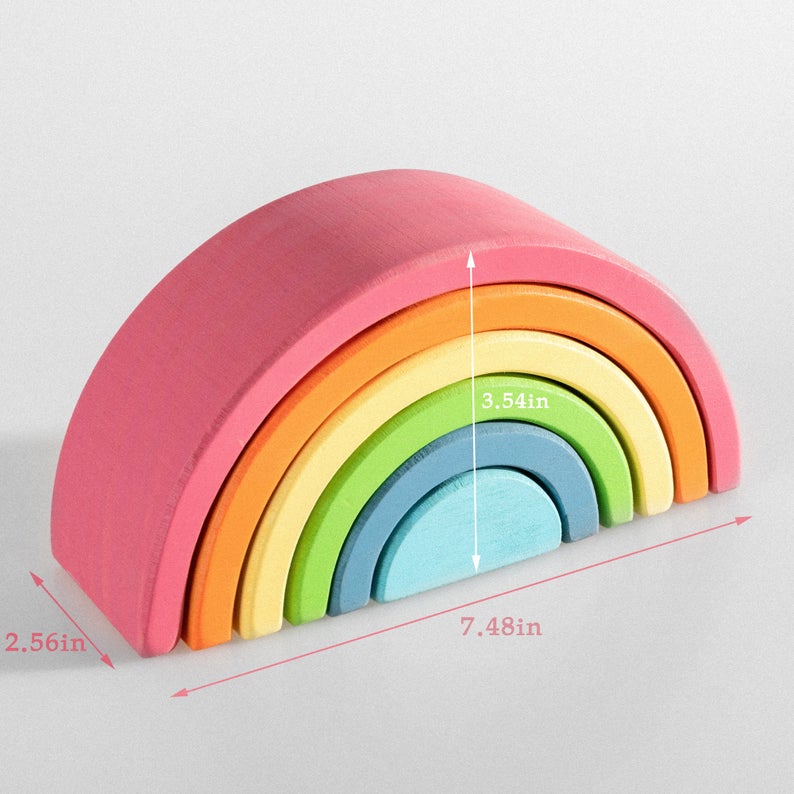 6 Pcs Small Rainbow Stacking Blocks in Pastel/Macaron Colors