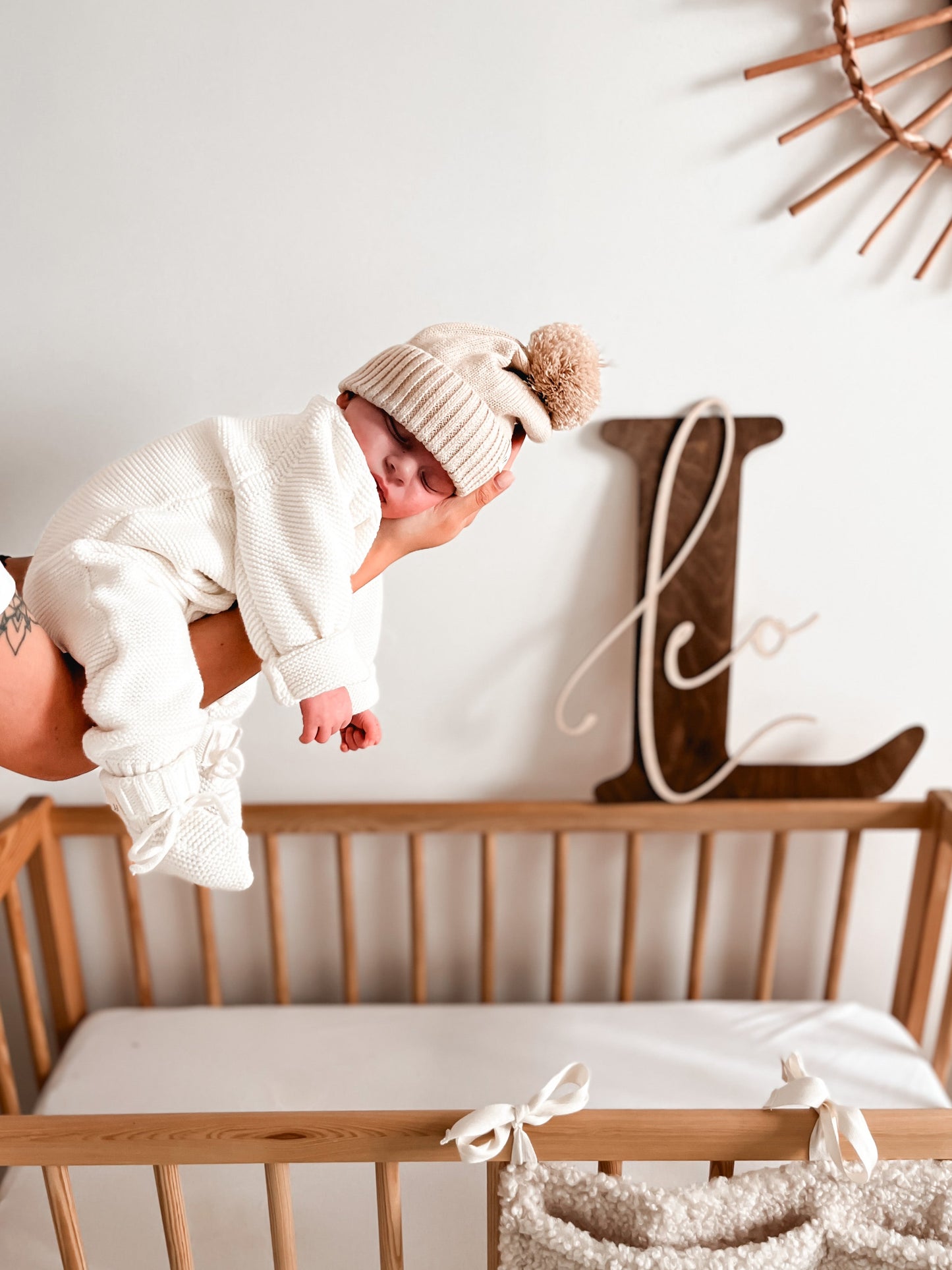 Luna + Luca Organic Cotton Classic Purl Knit Baby Jumpsuit - White