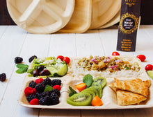 Load image into Gallery viewer, Ecozoi Disposable Eco-Friendly Plant Based Divided Plates, 5 Compartment 12" Rectangle Palm Leaf Plates, 25 Pack