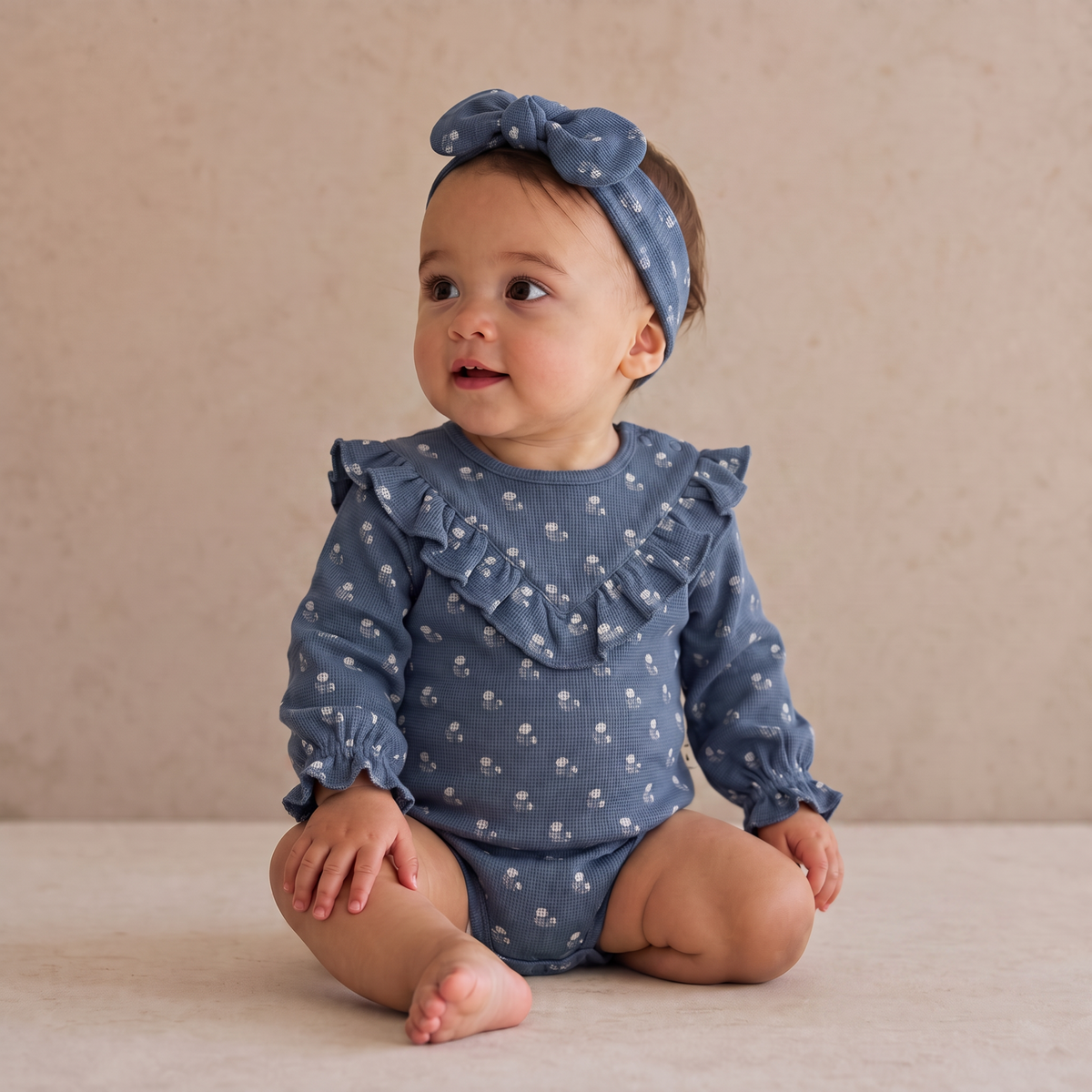 Organic Baby Headwrap – Indigo Blossom