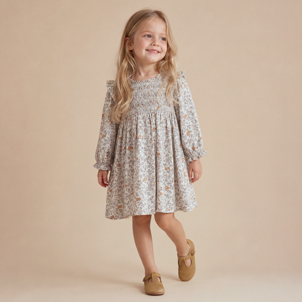 Organic Cotton Smocked Ruffle Dress for Babies & Toddlers – Ivy