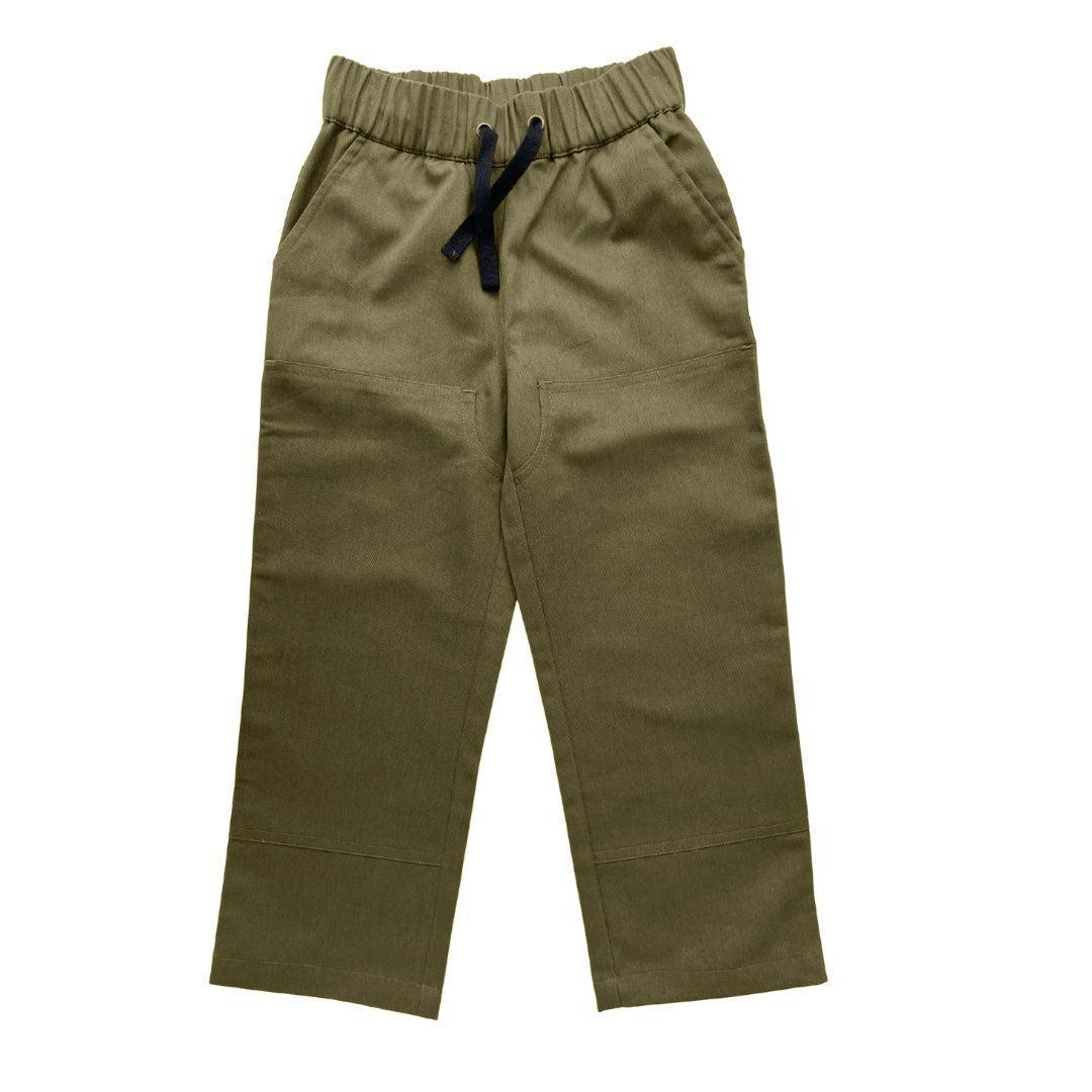 Jackalo Organic Cotton Twill Jules Pants for Kids - Dark Olive