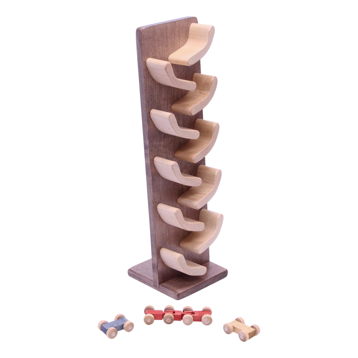 Amish-Made Mini Car Roller Wooden Toy with Cars – Solid Wood