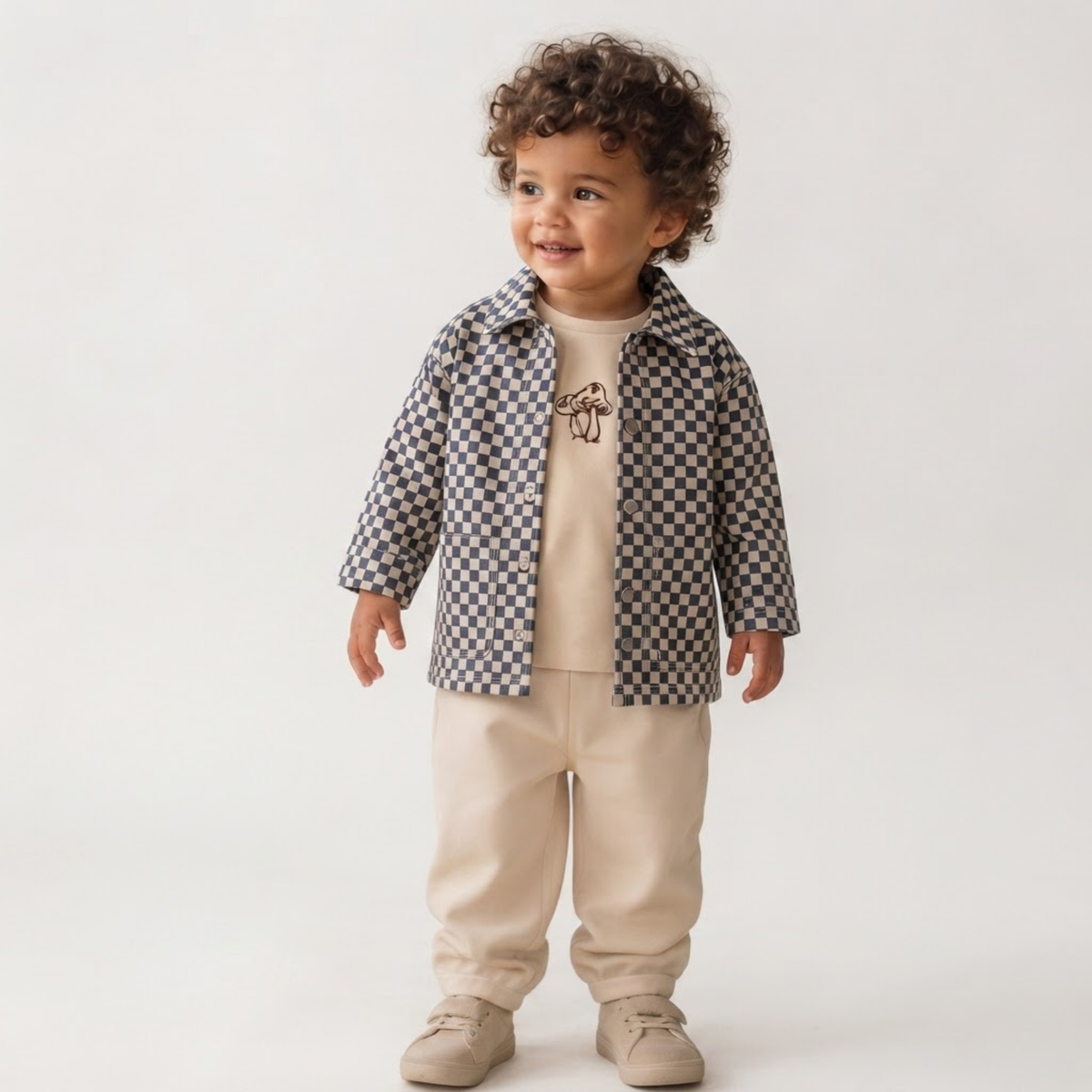 Organic Cotton Twill Button Jacket for Toddlers – Midnight Check