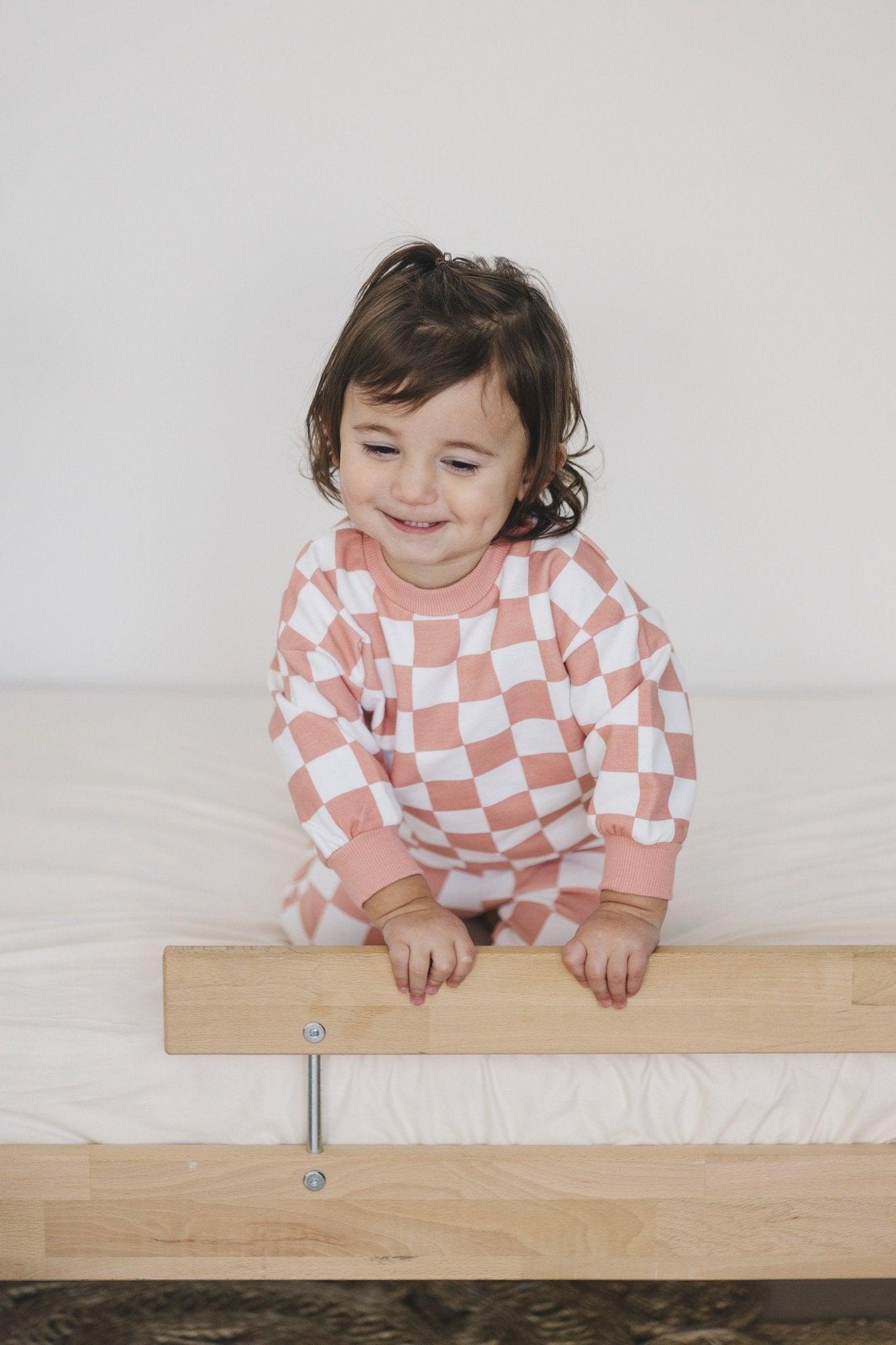 Organic Cotton Checkered Jogger Set - Pink