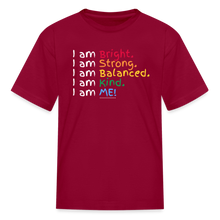 Load image into Gallery viewer, Affirmations Mantra Organic Kids' T-shirt - dark red
