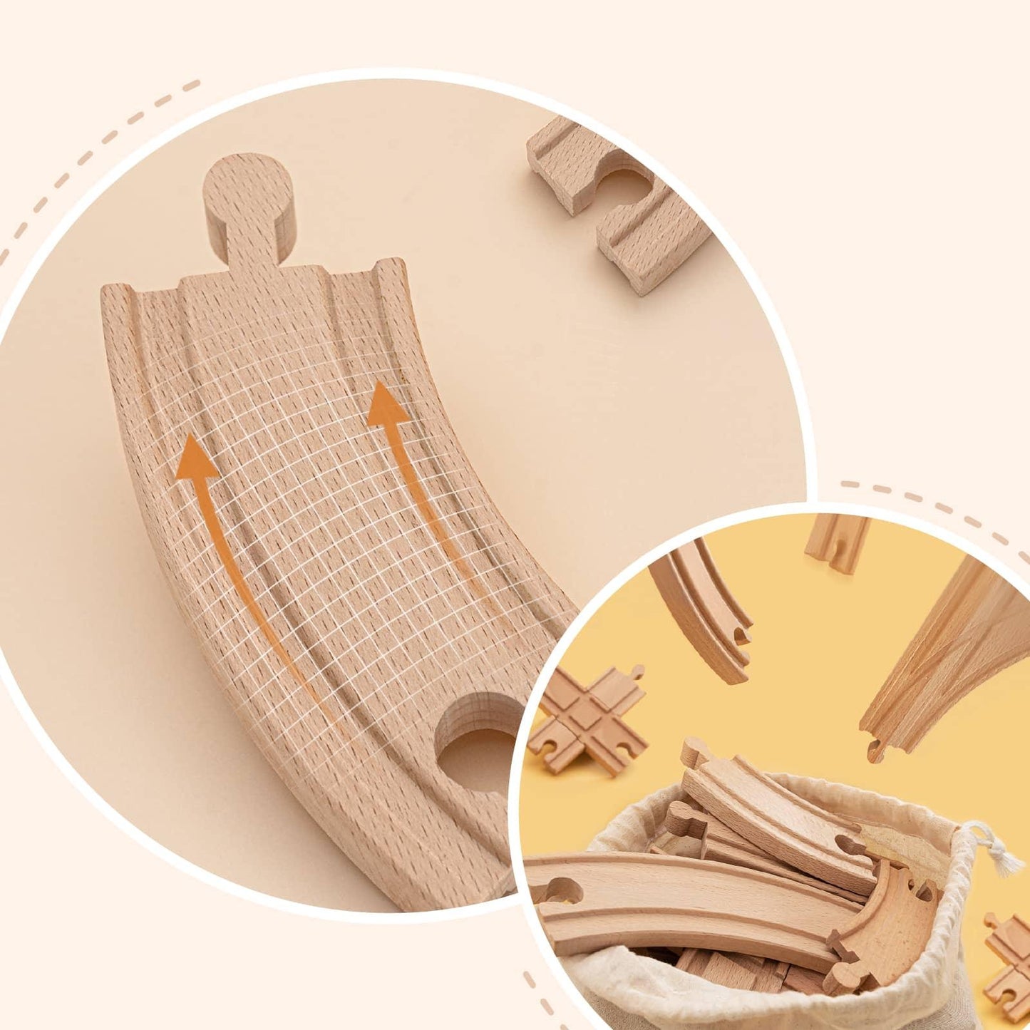 Tiny Land® Eco-Friendly Wooden Train Tracks Set (52 pcs)