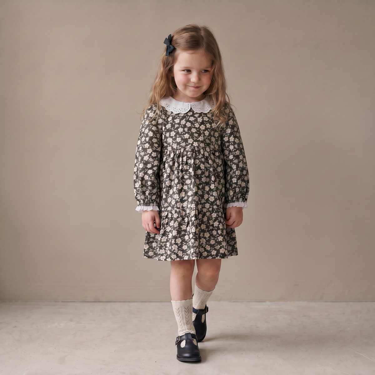 Organic Cotton Collar Tiered Dress for Babies & Toddlers – Twilight Meadow