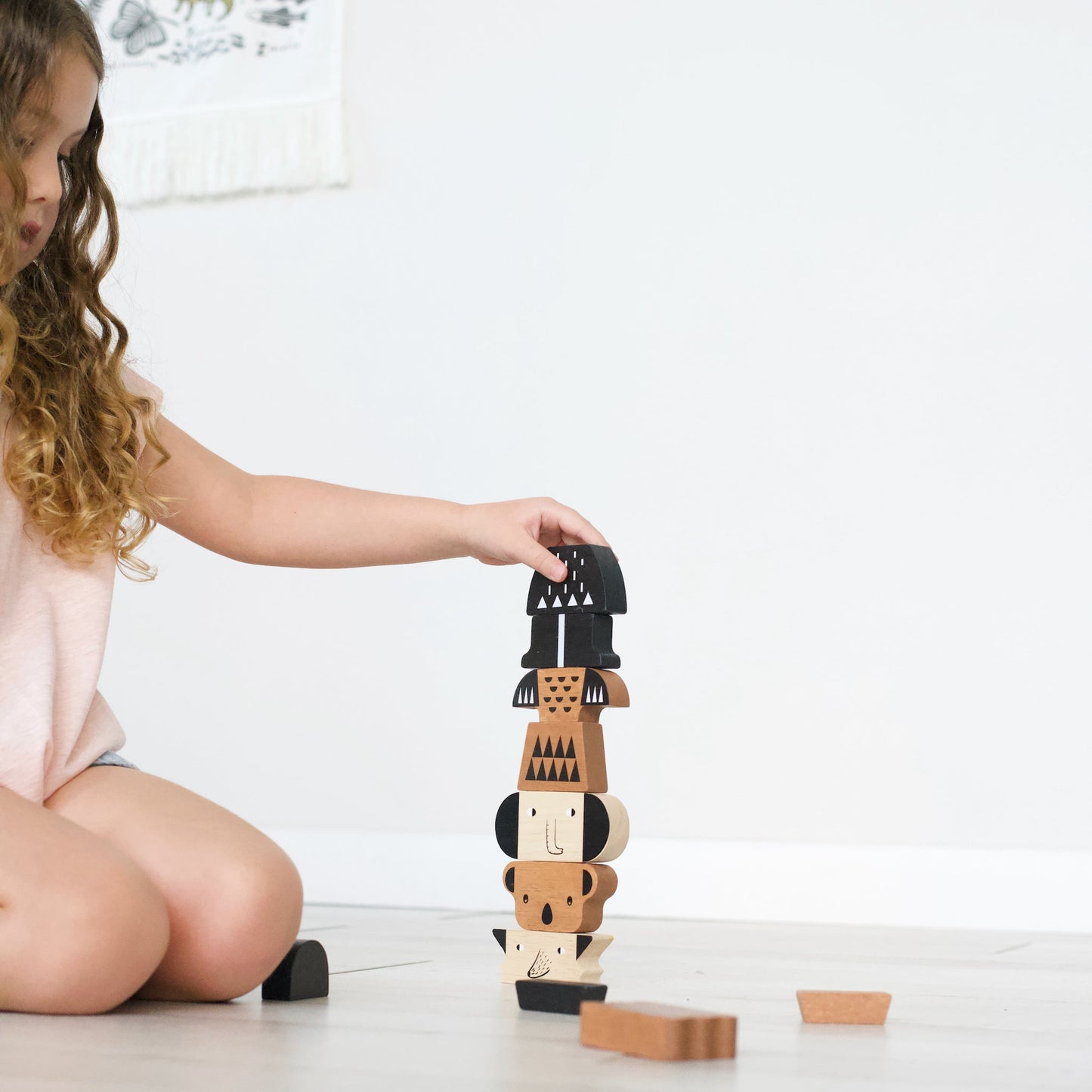 Wee Gallery Wild Animal Tower Block Set | Eco-Friendly, Non-Toxic Toddler Toy