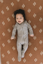 Load image into Gallery viewer, Mebie Baby Organic Cotton Ribbed Zipper Footed Pajamas Onesie | Grey