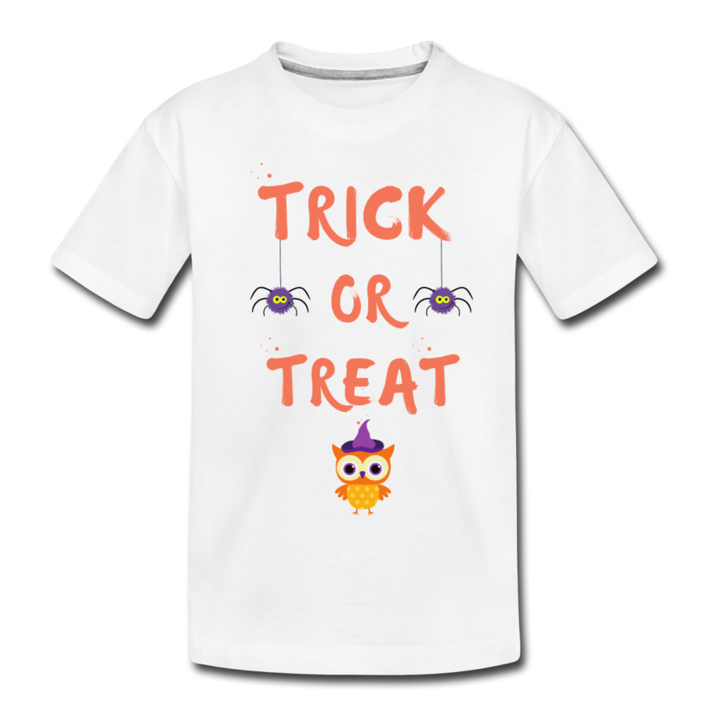 Trick or Treat Kids Halloween Organic T-Shirt - white