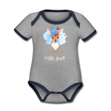 Load image into Gallery viewer, Daddy's Little Buck Organic Short Sleeve Onesie - heather gray/navy