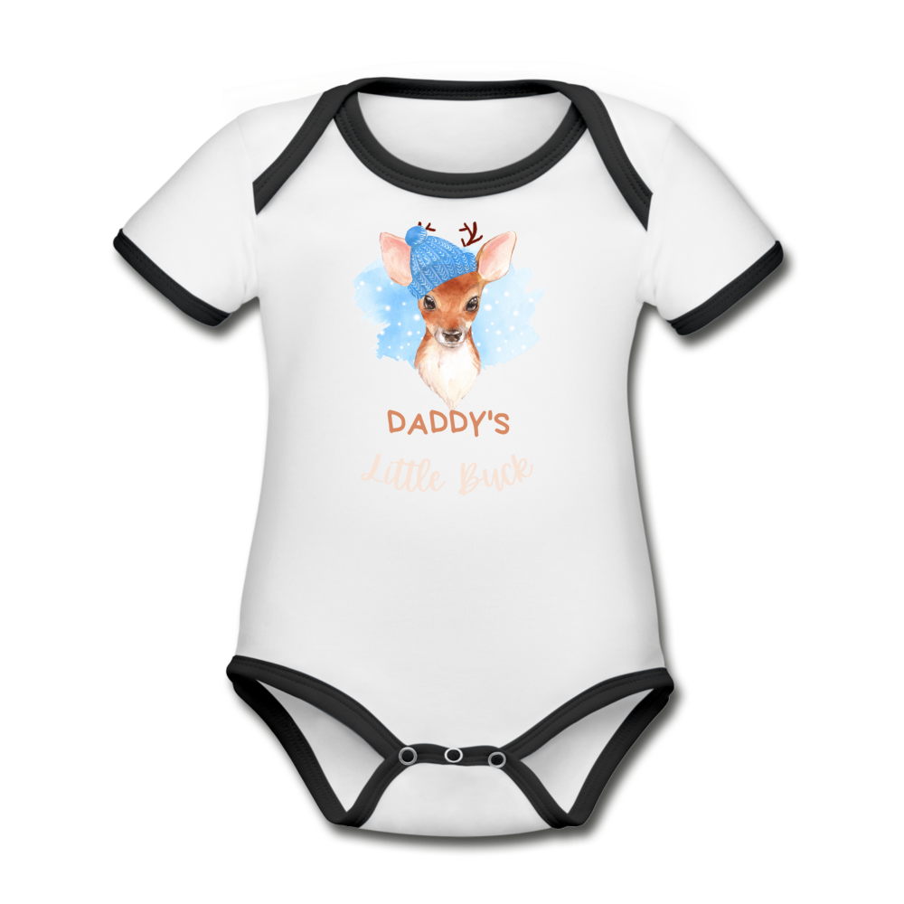 Daddy's Little Buck Organic Short Sleeve Onesie - white/black