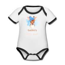 Load image into Gallery viewer, Daddy's Little Buck Organic Short Sleeve Onesie - white/black