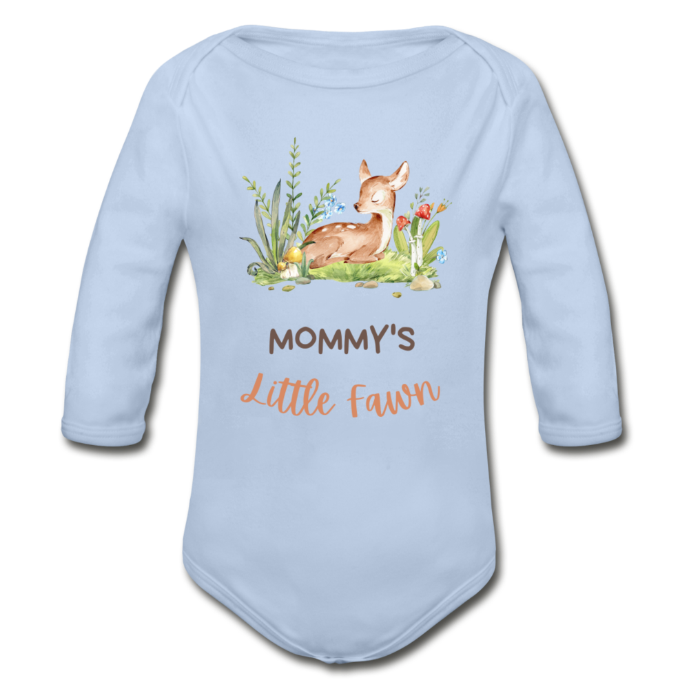 "Little Fawn" Organic Long Sleeve Onesie - sky