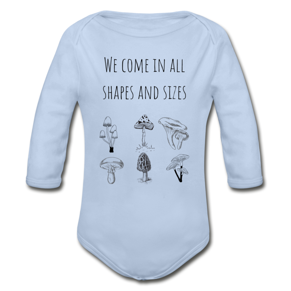 Organic Long Sleeve Onesie | Mushrooms - sky