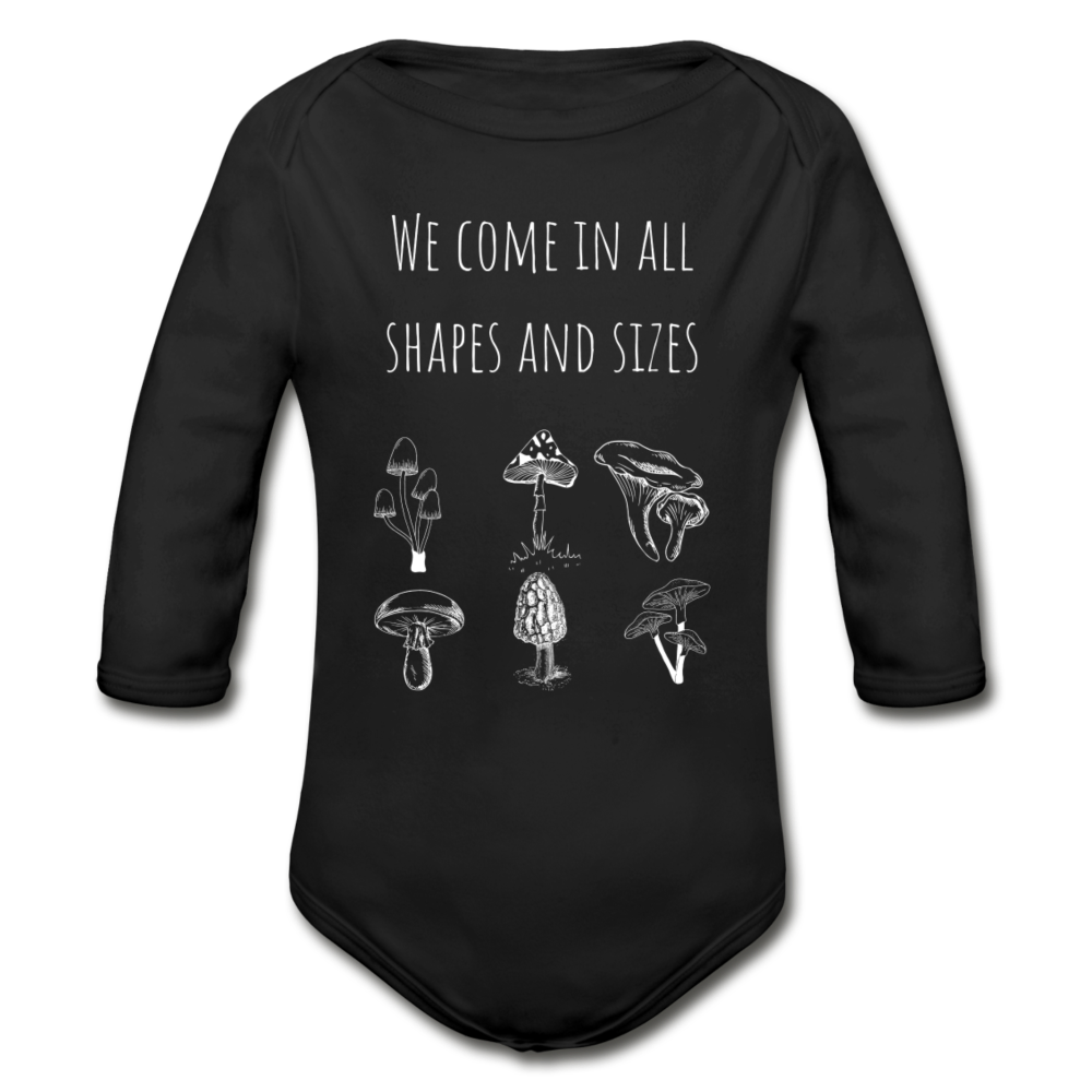 Organic Fall Long Sleeve Onesie | Mushrooms - black