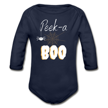 Load image into Gallery viewer, Peek-a-boo Halloween Organic Long Sleeve Onesie - dark navy