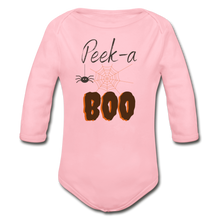 Load image into Gallery viewer, Peek-a-BOO Halloween Organic Long Sleeve Onesie - light pink