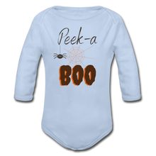 Load image into Gallery viewer, Peek-a-BOO Halloween Organic Long Sleeve Onesie - sky