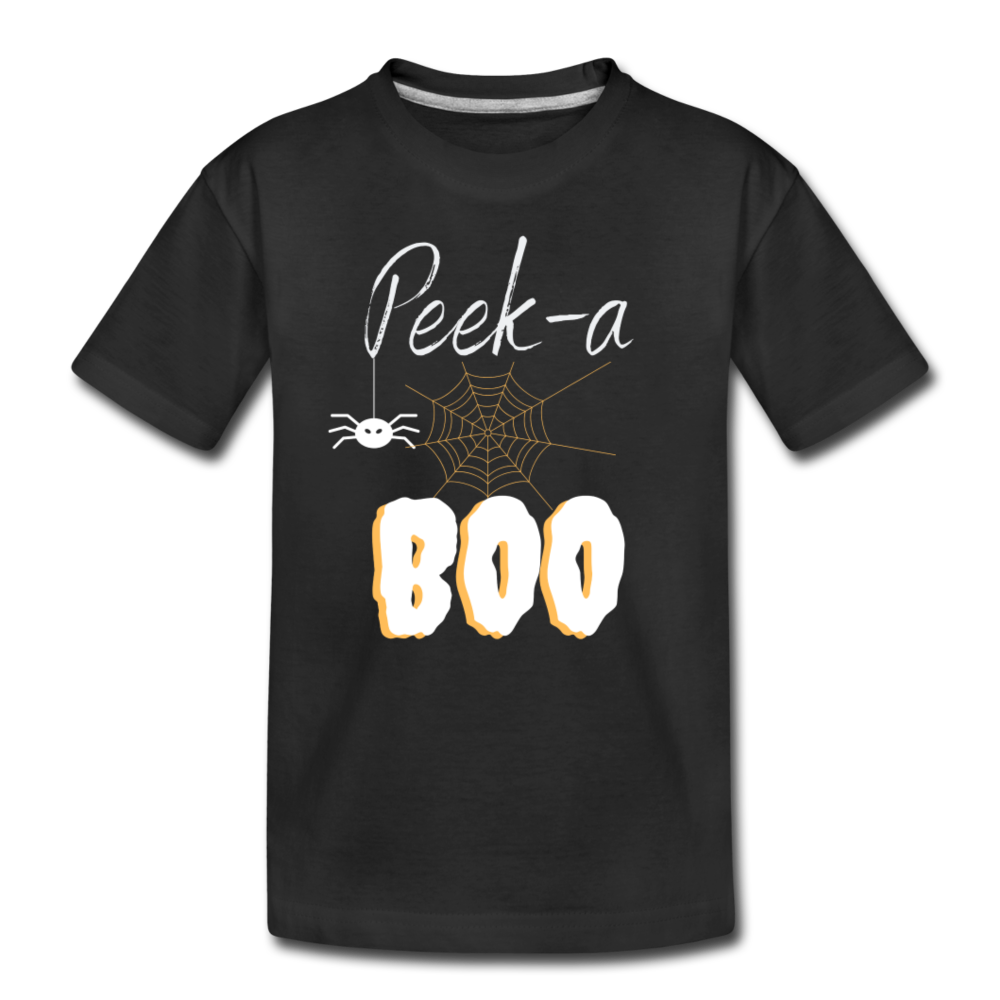 Peek-a-BOO Halloween Organic Kids' T-shirt - black