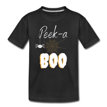 Load image into Gallery viewer, Peek-a-BOO Halloween Organic Kids' T-shirt - black