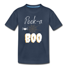 Load image into Gallery viewer, Peek-a-BOO Halloween Organic Kids' T-shirt - navy