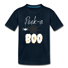 Load image into Gallery viewer, Peek-a-BOO Halloween Organic Kids' T-shirt - deep navy