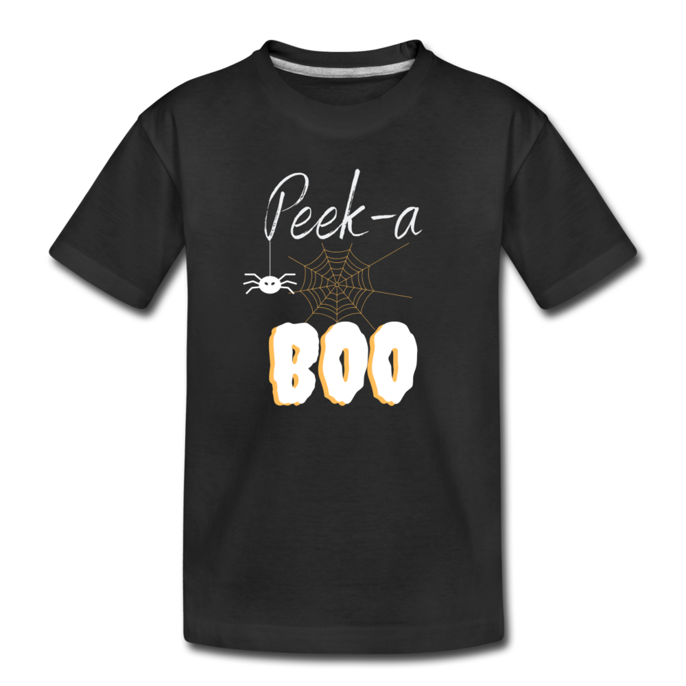 Peek-a-BOO Halloween Organic Toddler T-shirt - black