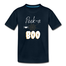 Load image into Gallery viewer, Peek-a-BOO Halloween Organic Toddler T-shirt - deep navy