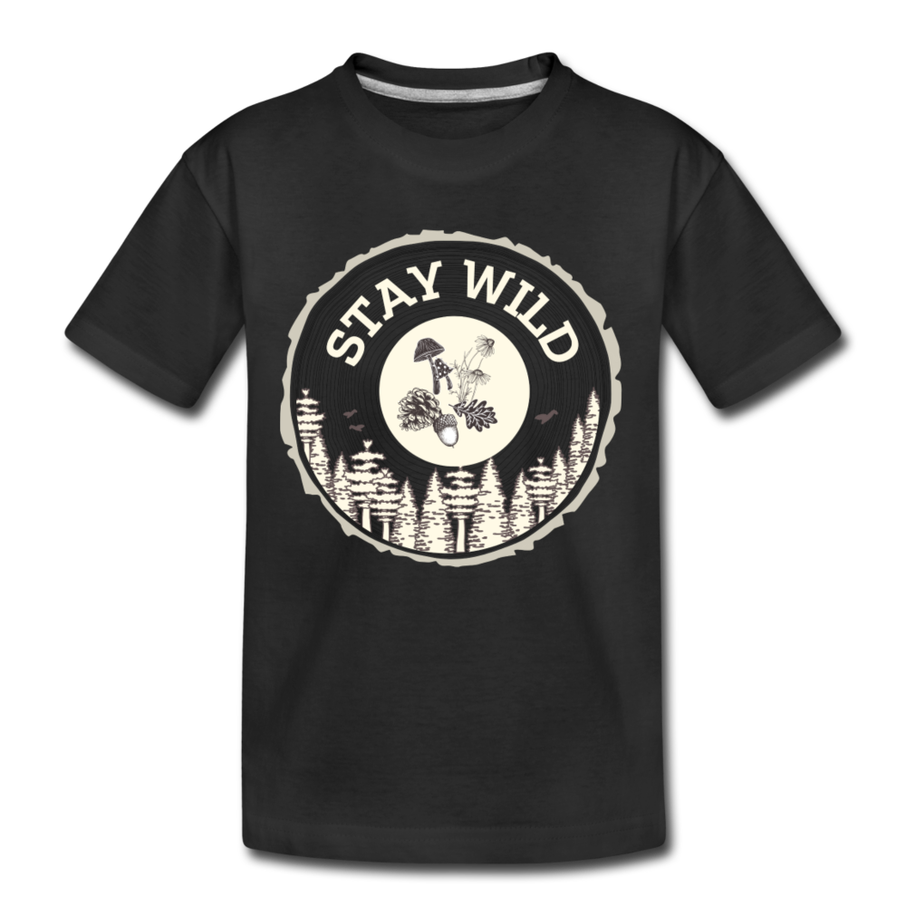 Stay Wild Organic Kids' T-Shirt | Navy and Black - black