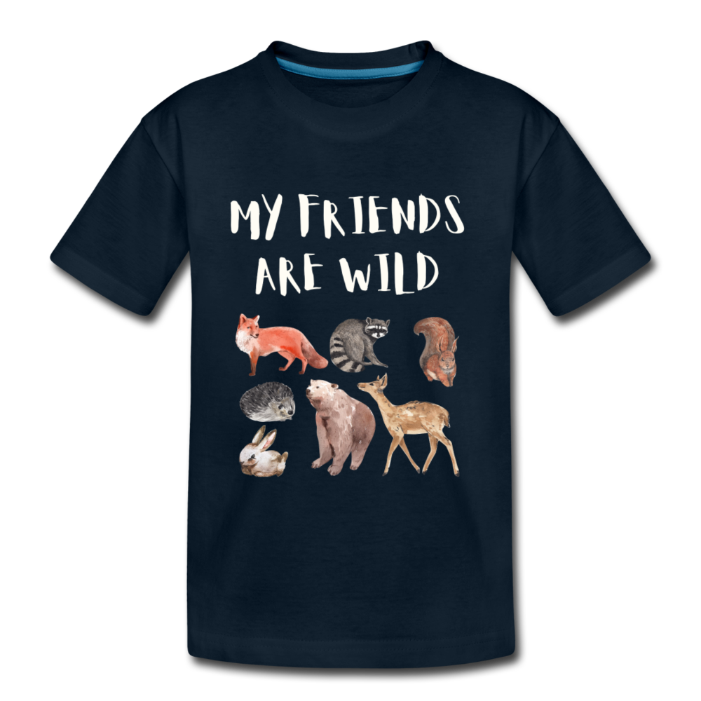 My Friends Are Wild Organic Kids' T-shirt | Navy and Black - deep navy
