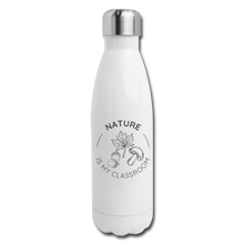 Load image into Gallery viewer, Nature is My Classroom Insulated Stainless Steel Water Bottle - white