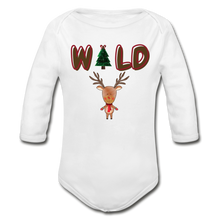 Load image into Gallery viewer, WILD Organic Long Sleeve Baby Christmas Onesie - white