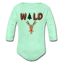 Load image into Gallery viewer, WILD Organic Long Sleeve Baby Christmas Onesie - light mint