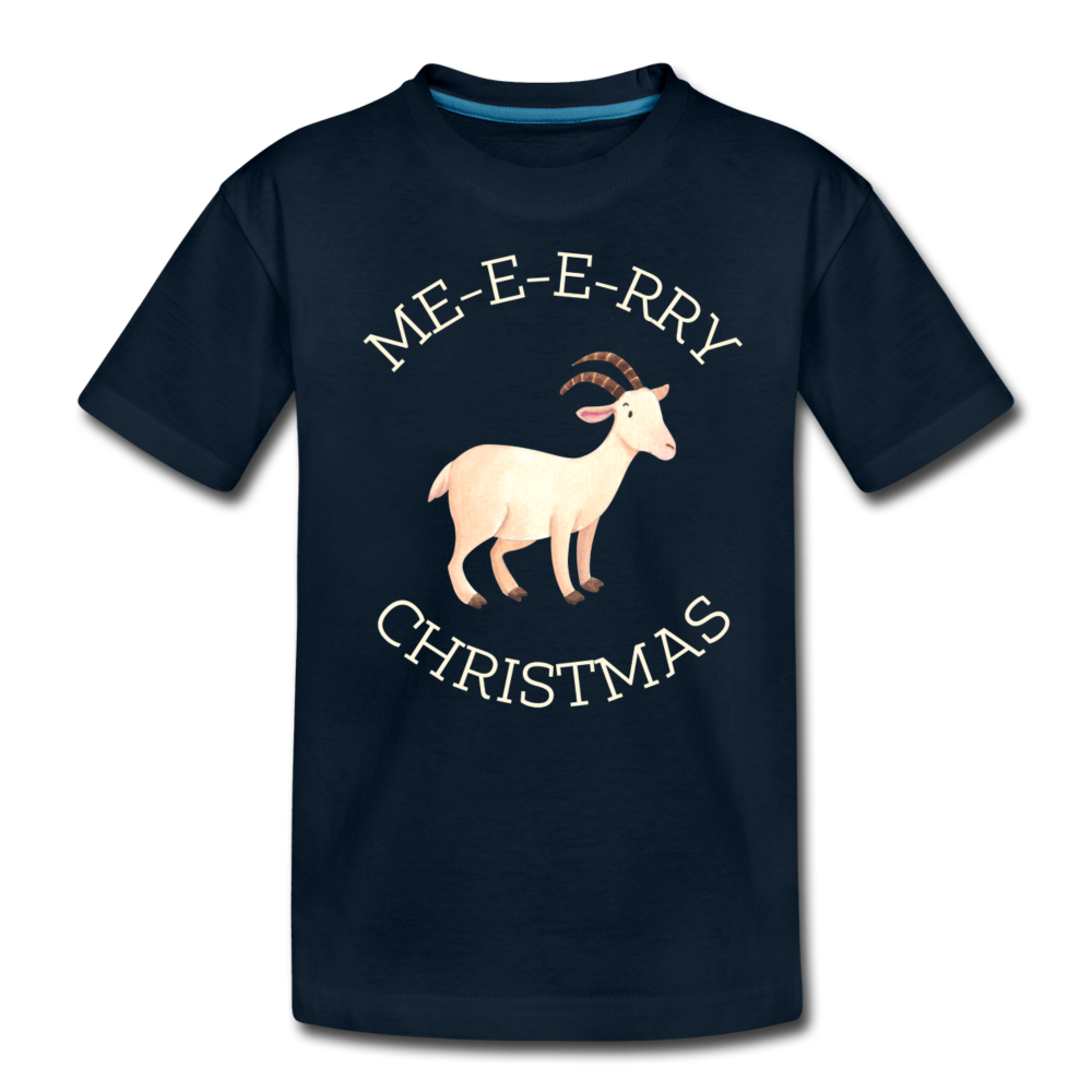 Me-e-e-rry Christmas Organic Kids' T-shirt - deep navy