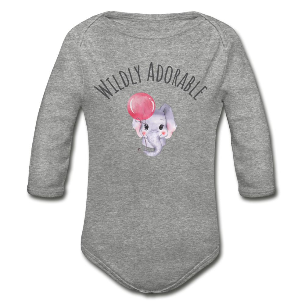 "Wildly Adorable" Organic Long Sleeve Onesie - heather grey
