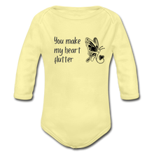 Load image into Gallery viewer, "You Make My Heart Flutter" Organic Long Sleeve Onesie - washed yellow