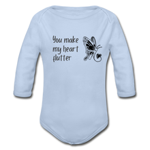 Load image into Gallery viewer, "You Make My Heart Flutter" Organic Long Sleeve Onesie - sky