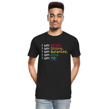 Load image into Gallery viewer, Affirmations Mantra Organic  Men's T-shirt | Black and Navy - black