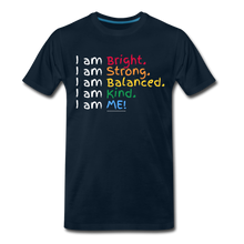 Load image into Gallery viewer, Affirmations Mantra Organic  Men's T-shirt | Black and Navy - deep navy