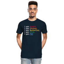 Load image into Gallery viewer, Affirmations Mantra Organic  Men's T-shirt | Black and Navy - deep navy