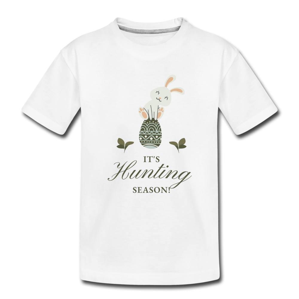 Organic Toddler "It's Hunting Season" Easter T-shirt | White - white