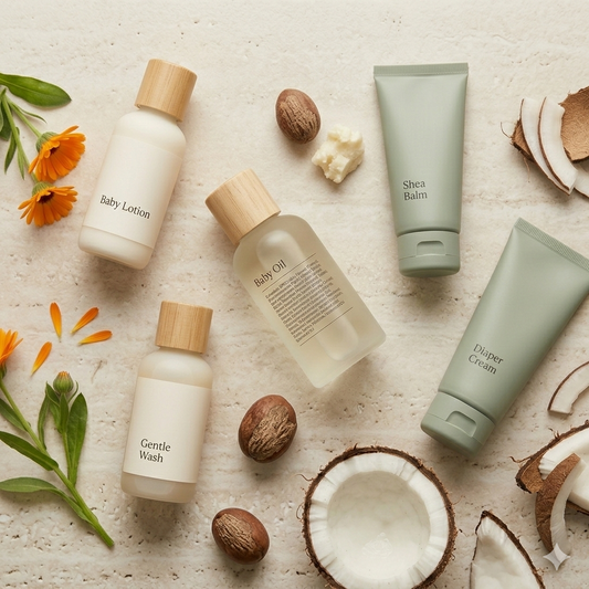 minimalist nature inspired skin care lay flat