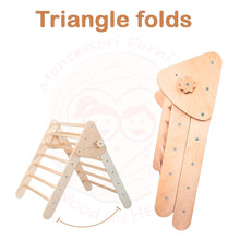 Load image into Gallery viewer, Wood and Hearts Eco-Friendly Wooden Montessori Climbing 3-in-1 Set | Foldable Triangle, Climbing Arch, Rocker Board
