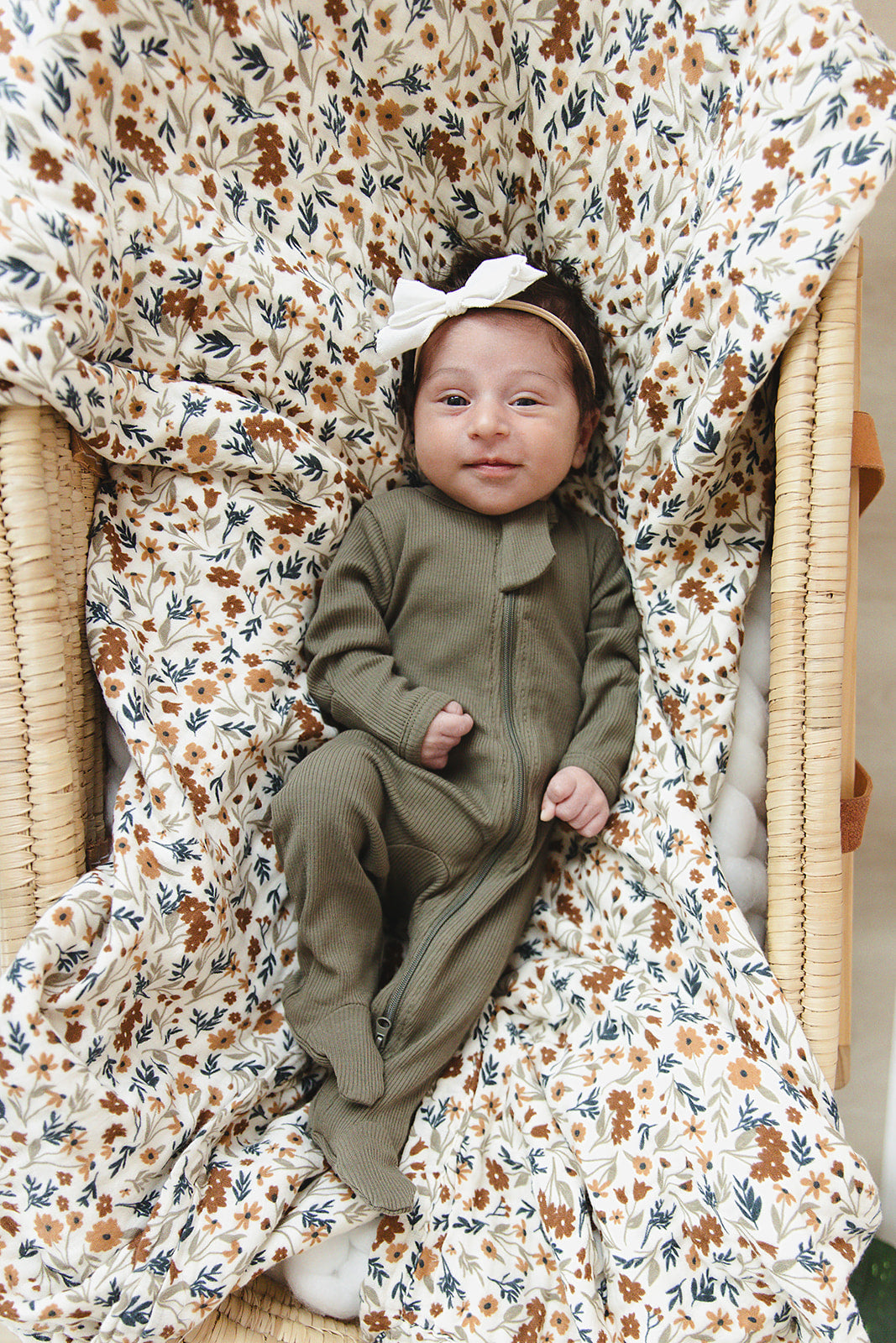 Mebie Baby Winter Green Organic Cotton Ribbed Zipper Onesie Pajamas