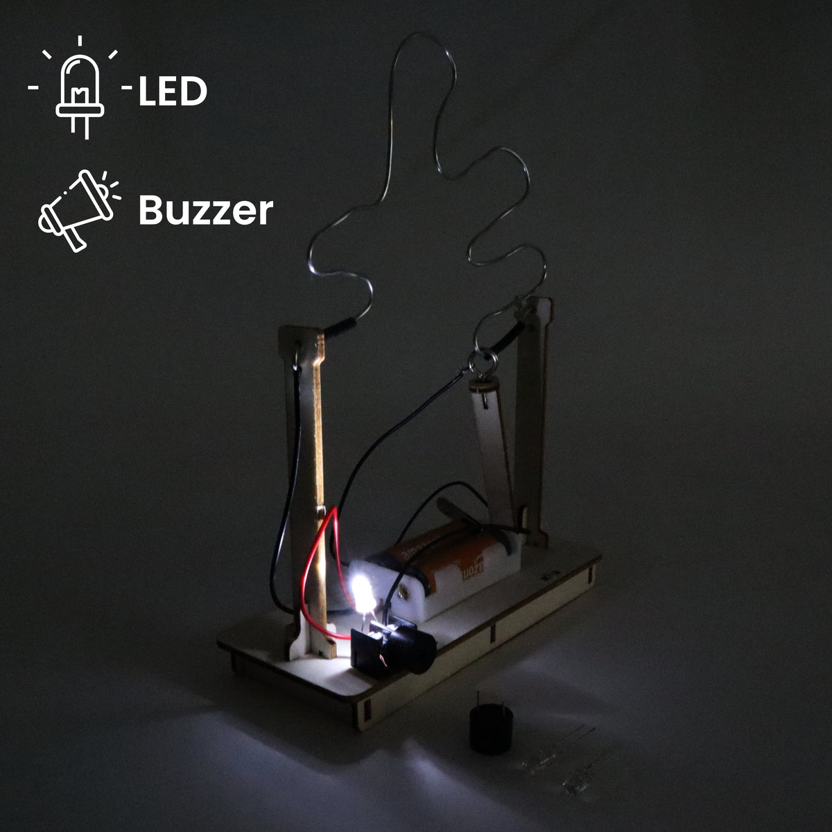 Kitsville Buzz Wire Game DIY Kit – Wooden STEM Building Kit for Kids 8+