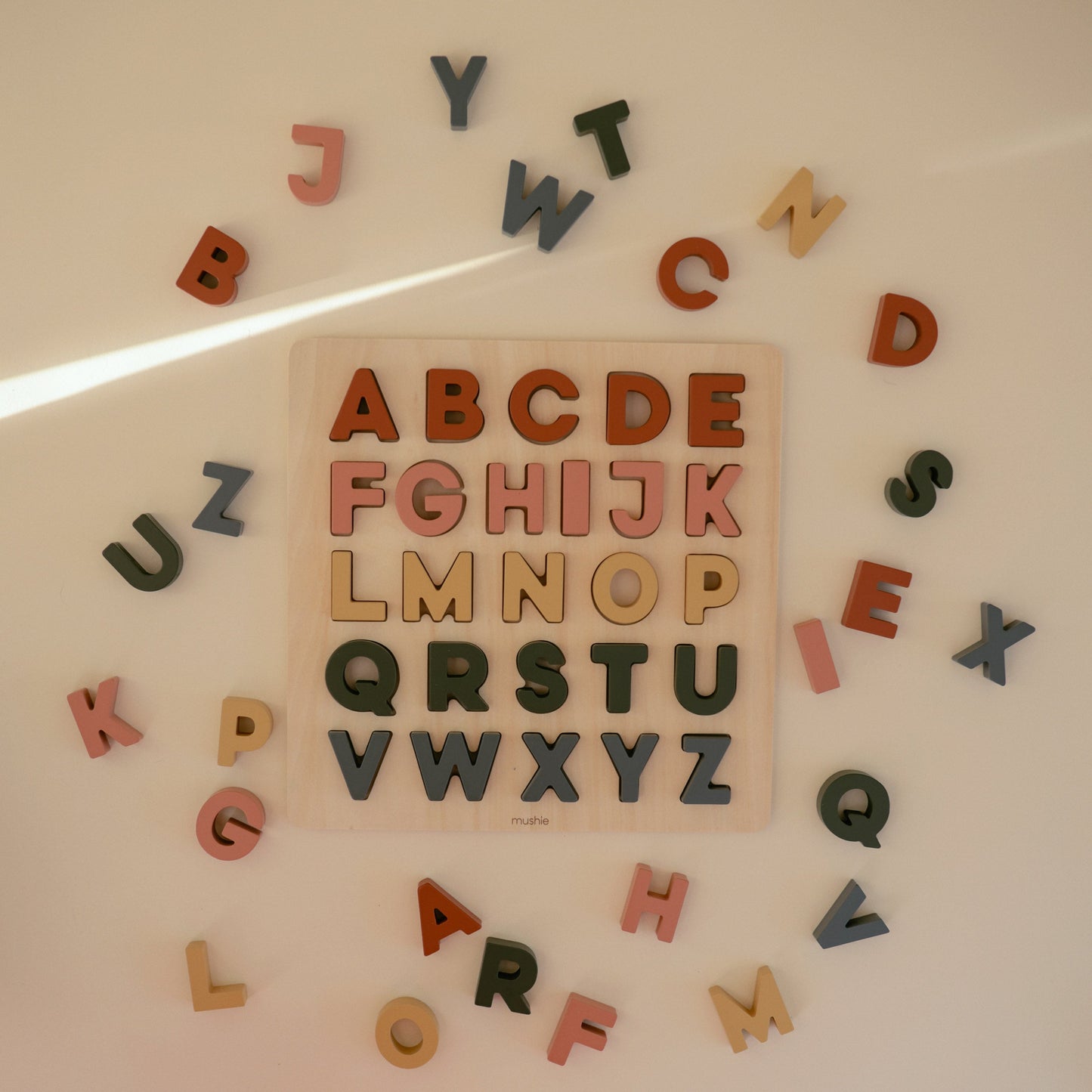 Mushie Non-Toxic Eco-Friendly Wooden Alphabet Puzzle