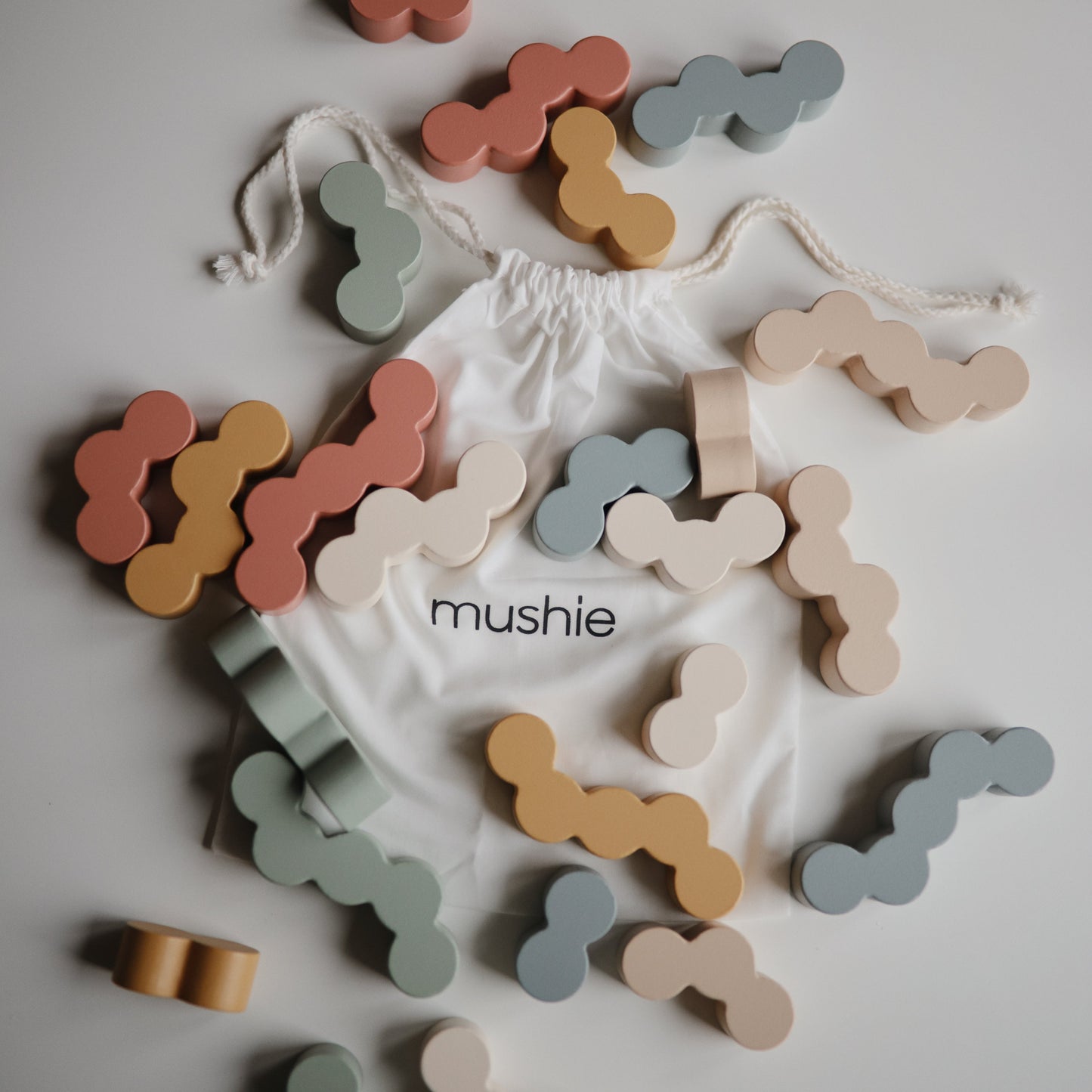 Mushie Eco-Friendly Non-Toxic Wooden Balance Blocks Toy