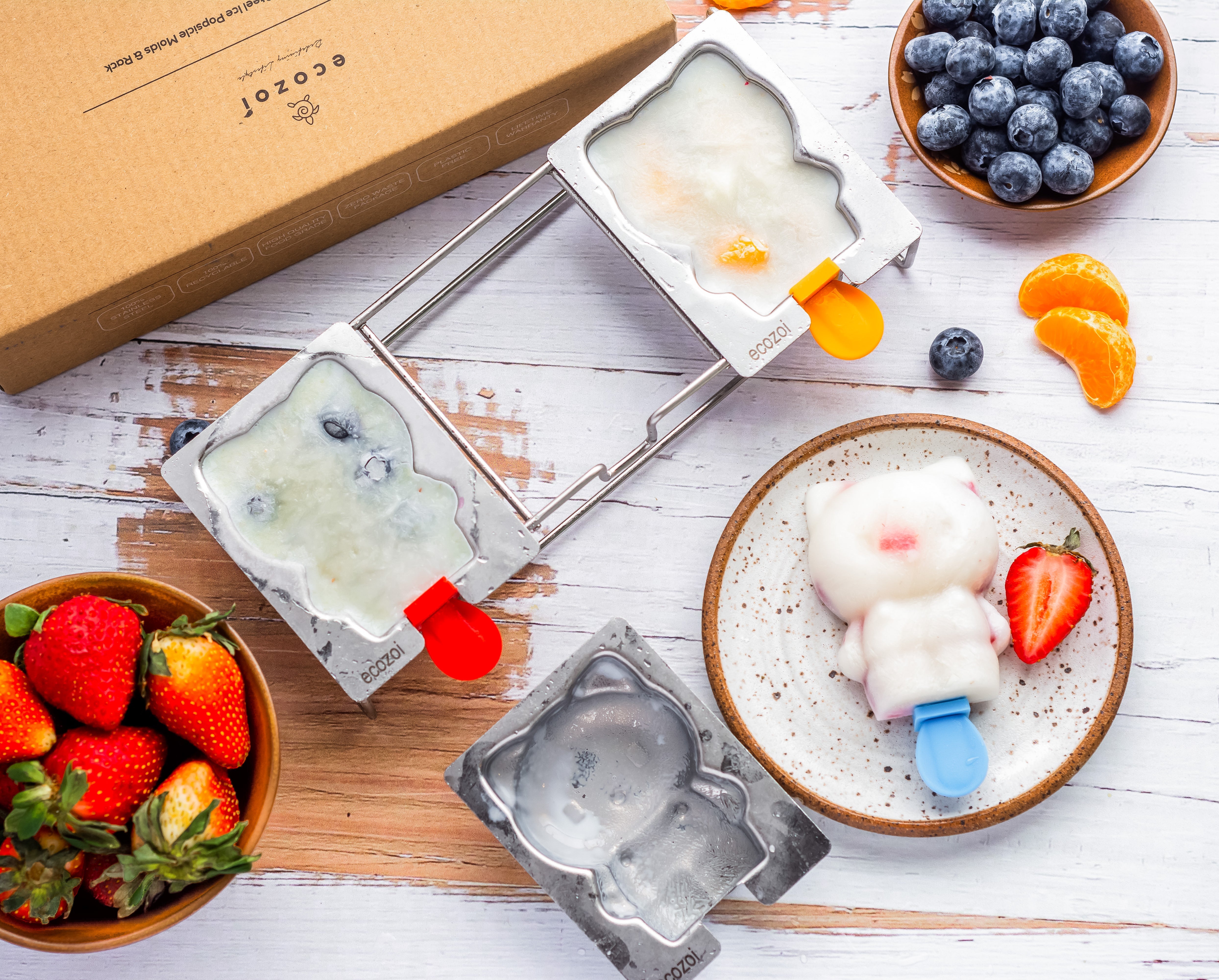 Ecozoi Stainless Steel Popsicle Molds, Cat Molds with Reusable Steel Sticks - Thumbnail 3